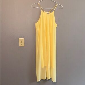Vero Moda Sunny Yellow Midi Dress with Sheer Overlay